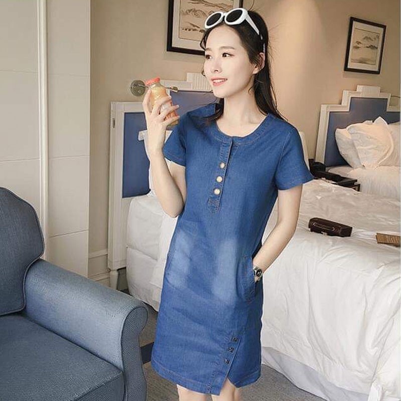 ĐẦM JEAN SUÔNG XẺ TÀ ĐÍNH 3 NGÔI SAO